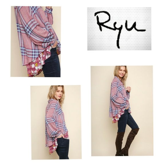 RYU BUTTON UP LAYERED TOP - Picture 2 of 6